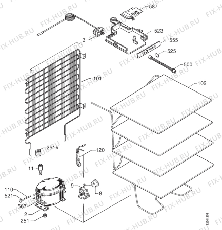 Взрыв-схема холодильника Privileg 002836 5 - Схема узла Cooling system 017